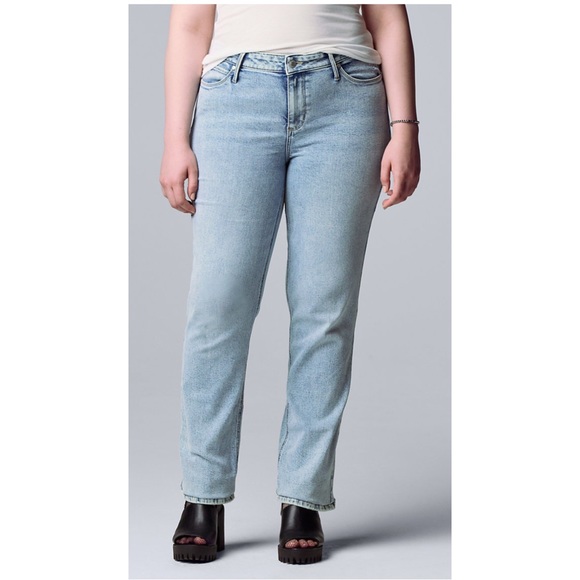 NWT Simply Vera Vera Wang Relaxed Straight-Leg Jeans Blue Size 10 - Picture 1 of 5